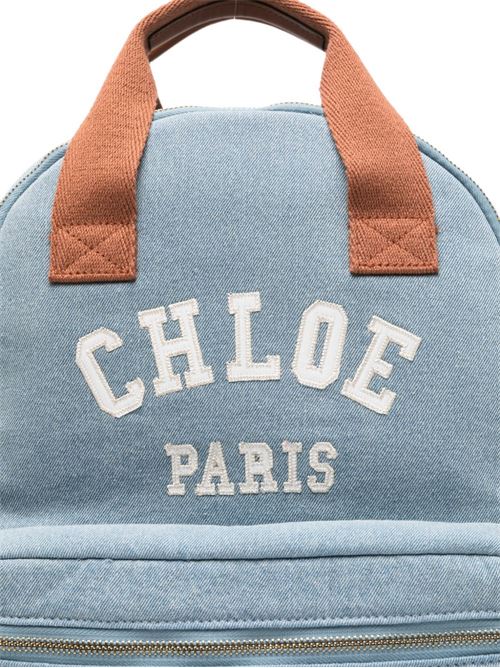 Zaino bambina Chloé in denim blu con logo Chloe' Kids | C20867Z10